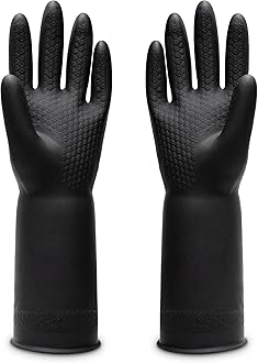 Chemical Resistant Latex Gloves,Cleaning Protective Safety Work Heavy Duty Rubber Gloves