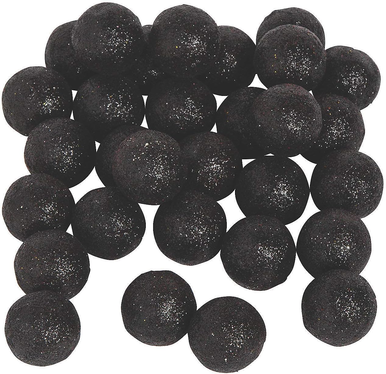 Fun Express Black Foam Glitter Balls 40 Pack .75 Inch