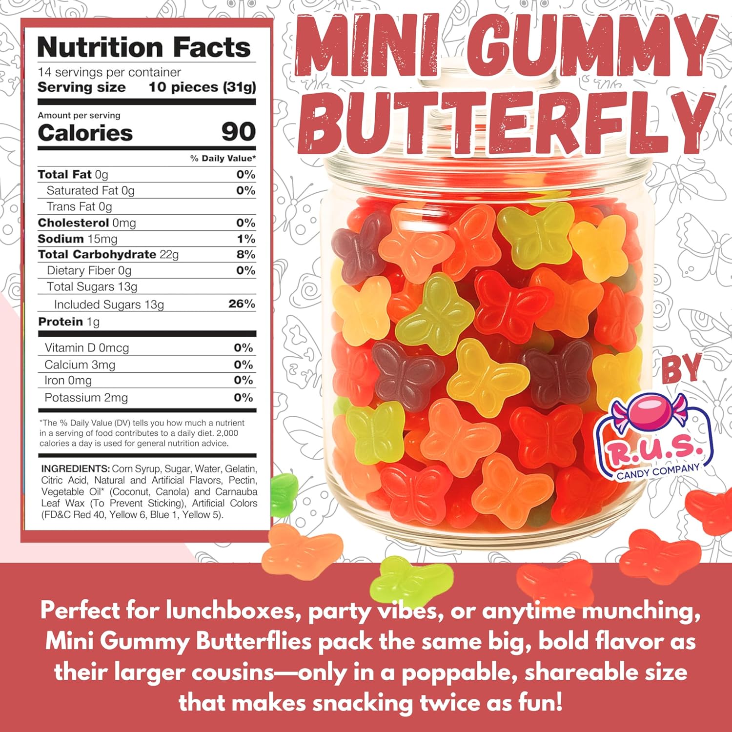 Mini Butterfly Gummies Candy. Bulk Bag – Gluten Gummy Candy – Soft,