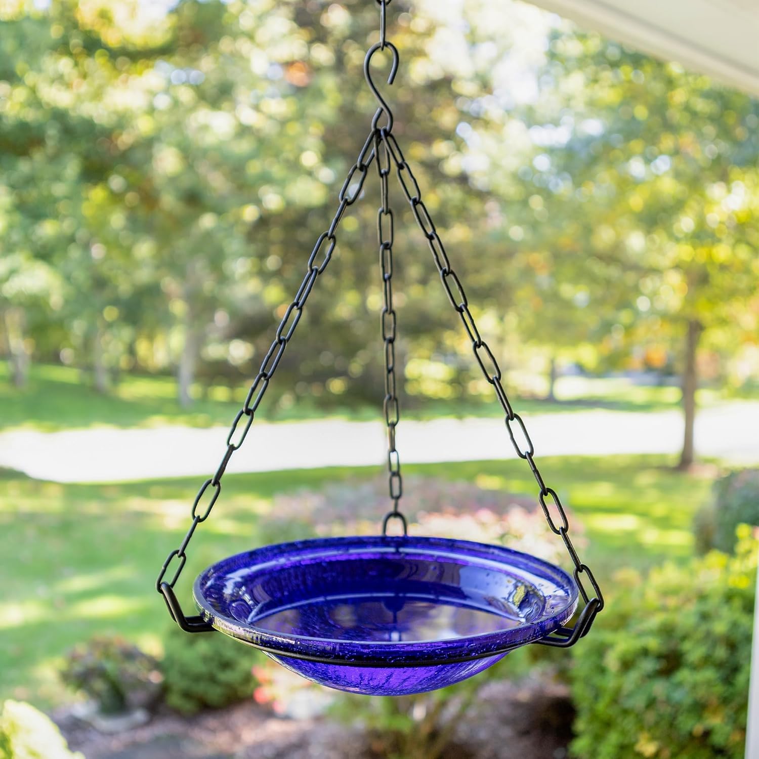 12" Cobalt Blue Hanging Birdbath