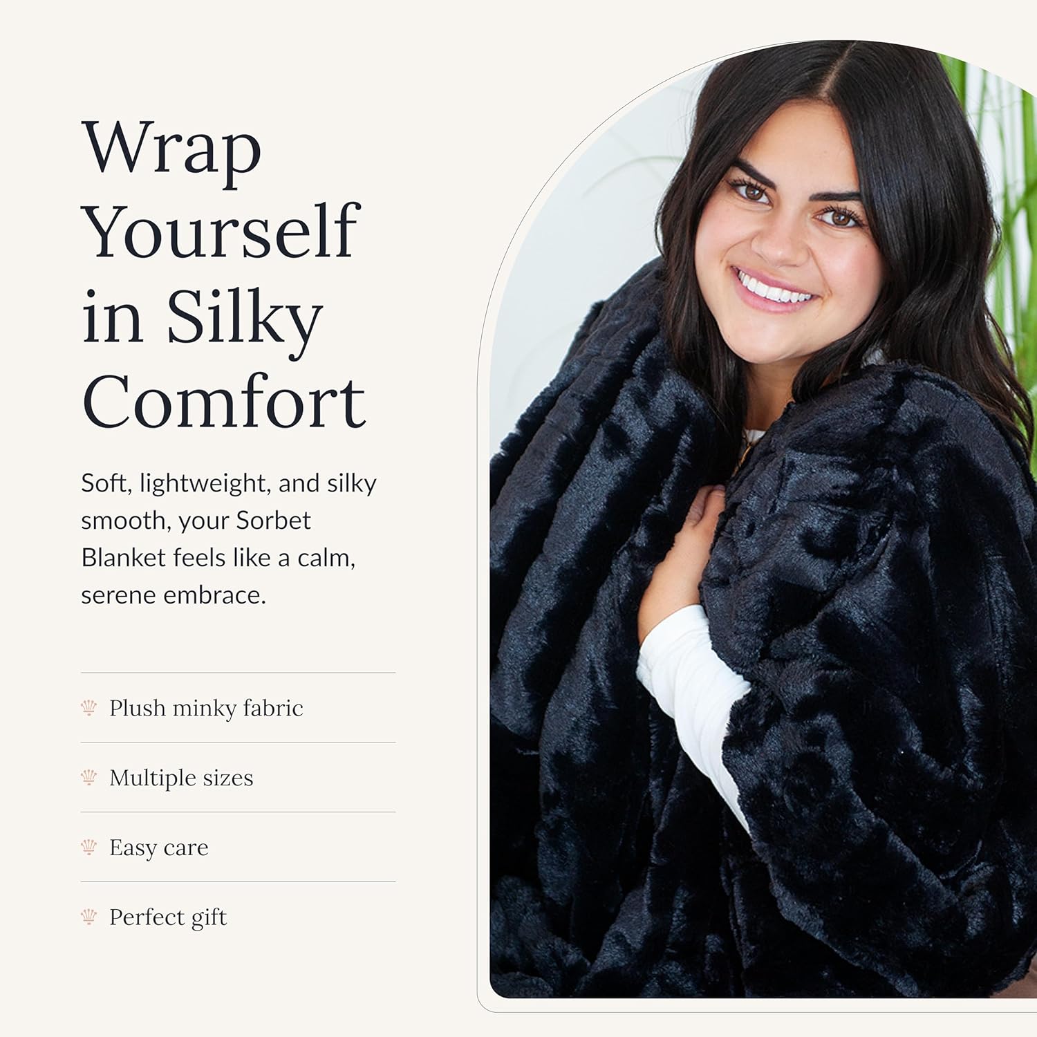 Minky Couture Sorbet Blanket - Ultra-Soft Throw for Silky Smooth Comfort - Premium Decorative Throw Blanket - Midweight, Breathable Fabric - Machine Washable Travel, Black - Image 2