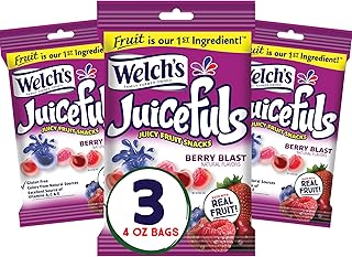 Juicefuls Juicy Fruit Snacks, Berry Blast, Fruit Gushers, Gluten Free, 4 oz Sharing Size Bags (Pack of 3)