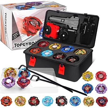 Spinning Top X Set, Children's Toy Birthday Gift with Storage Box | 2 battle spinners, 3 launchers and 1 handle, ideal for 6+