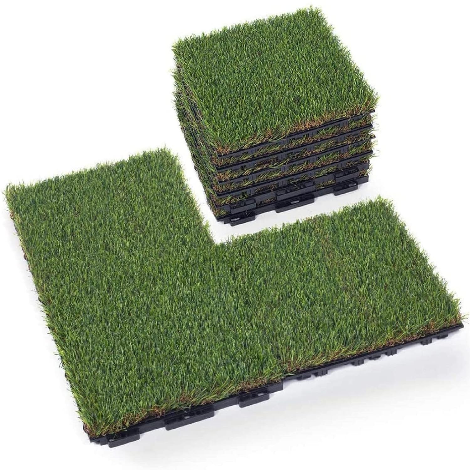 Artificial Grass Tiles Interlocking Fake Grass Deck Tile
