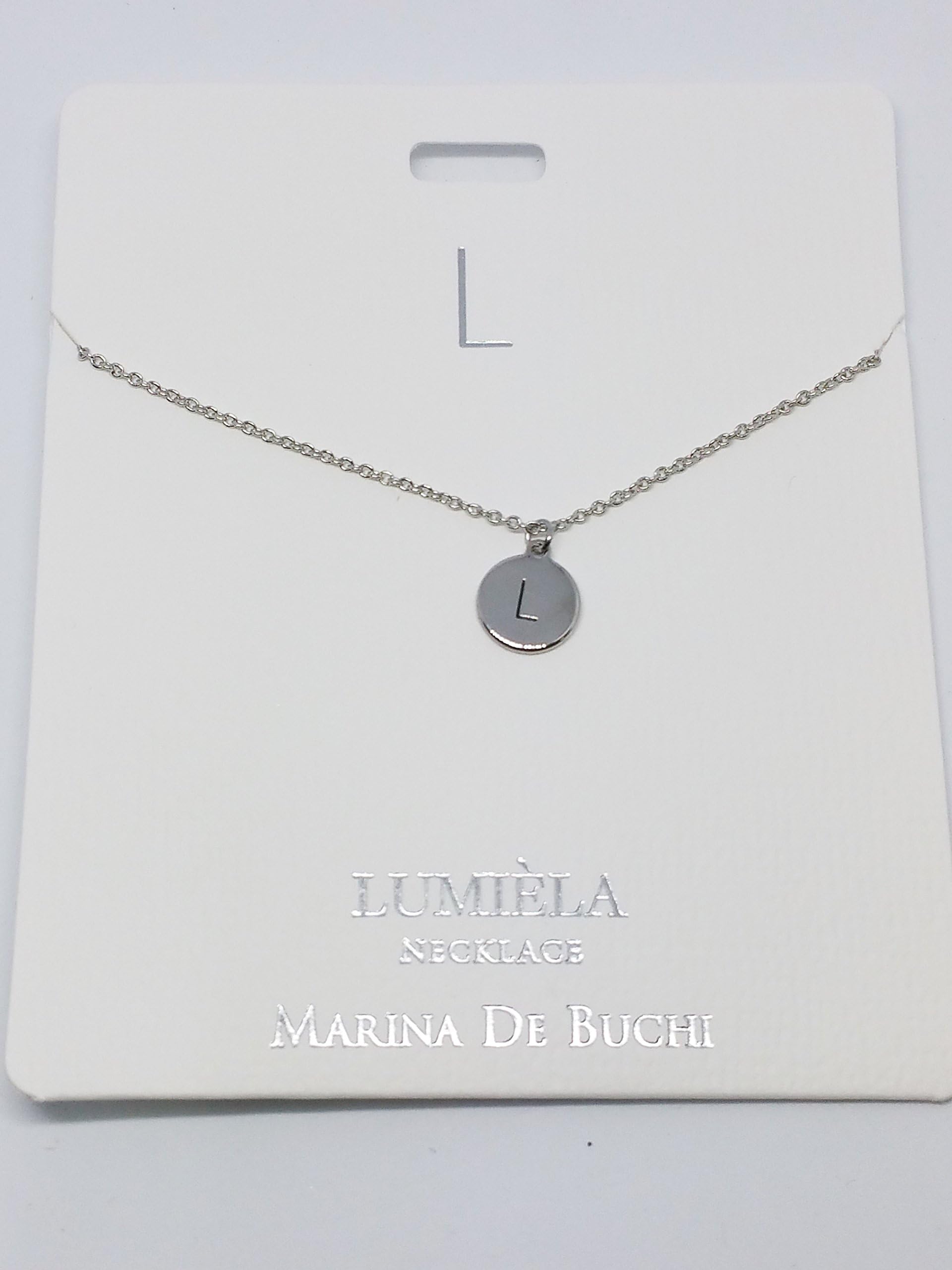 L Initial Lumeila Necklace Marina De Buchi Silver Colour Presented By Sterling Effectz