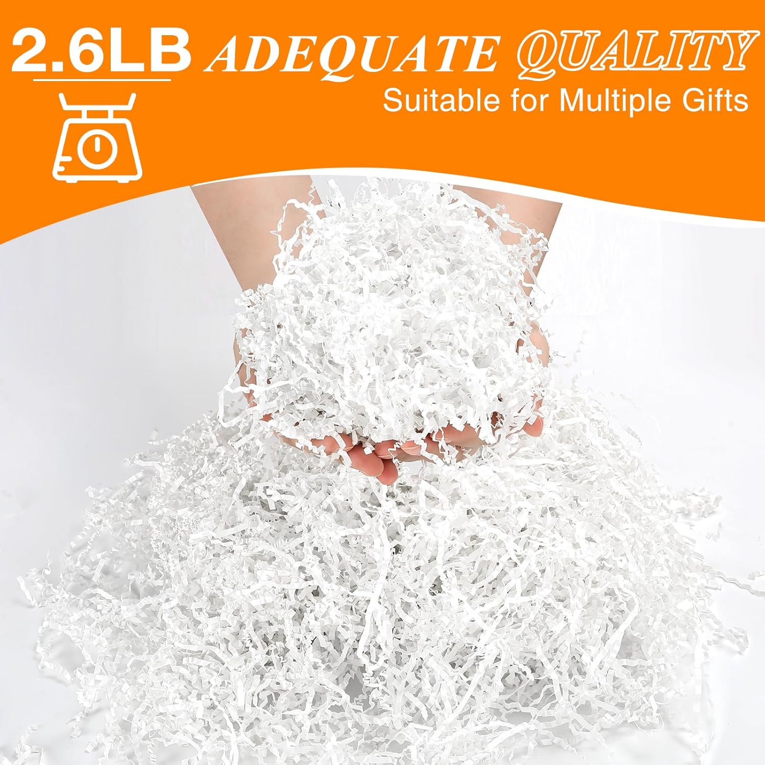Crinkle Cut Paper Shred Filler, 2.6lb (41.6oz) White Crinkle Paper Grass Cushion Paper Streamer for Gift Box Basket Filler Christmas Wedding Birthday Handicraft Bridesmaid Wrapping Decoration - Image 3