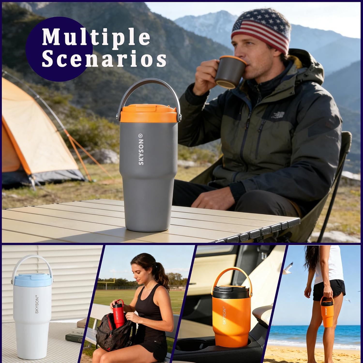 Portable Coffee Maker Mug for Travel,Mini Espresso Coffee Machine,20 oz Thermos Cup with Lid Fast Extraction Electric Filter Brewer,Insulated Stainless Steel Tumbler(White)