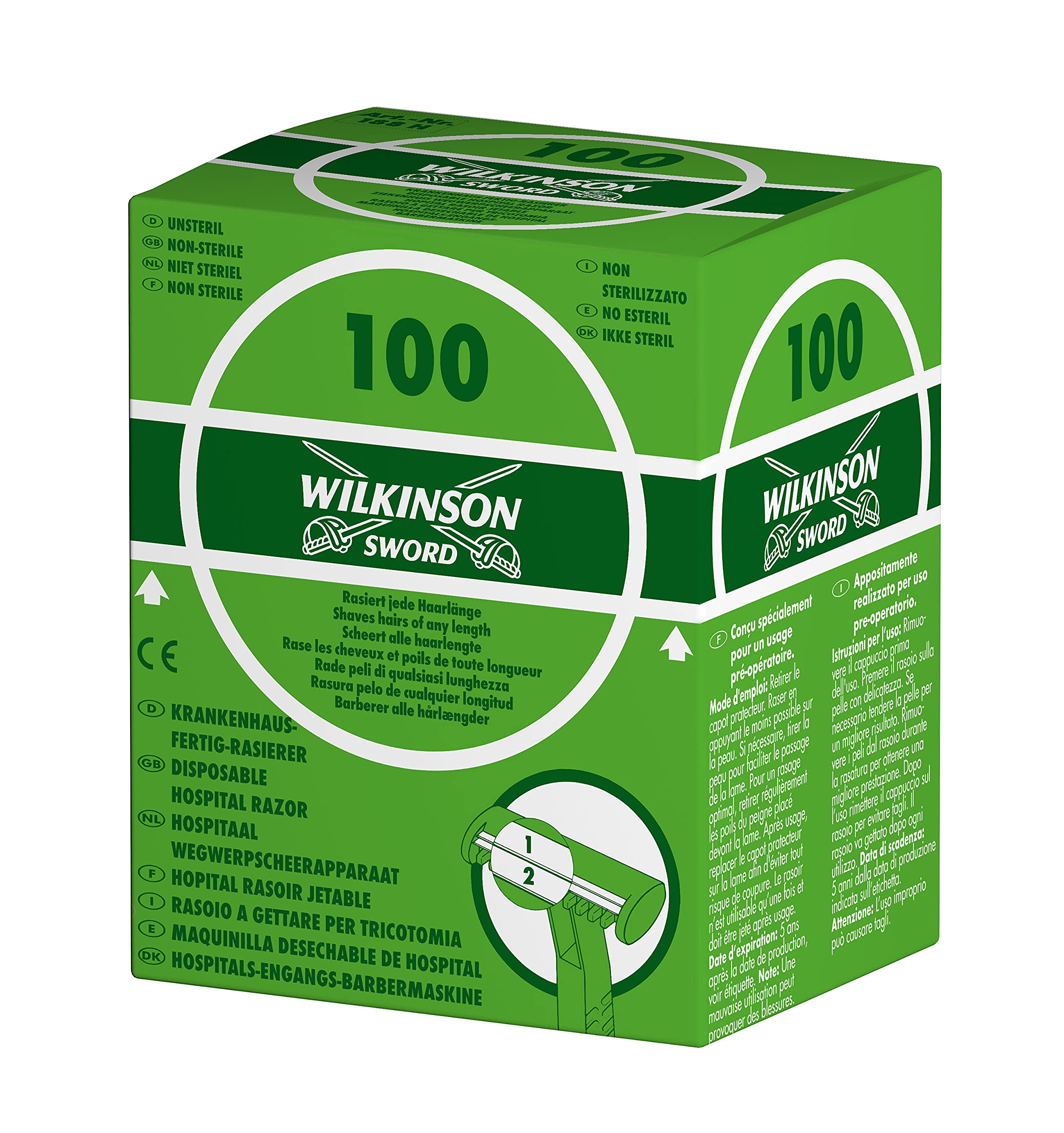 Wilkinson Rasoi Usa e getta – zweischneidig – Non Sterili – Confezione da 100 pezzi