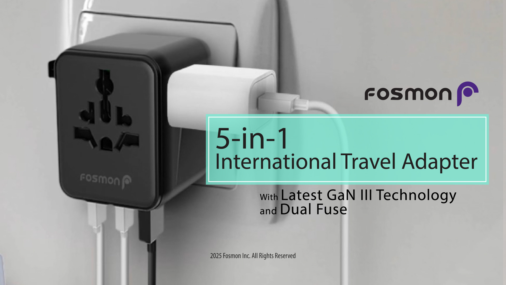 Amazon.com: Fosmon Universal Travel Adapter Worldwide, GaN III/PD