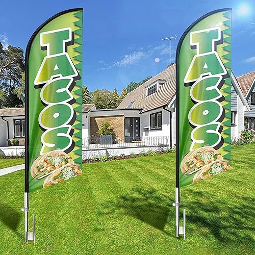 Miniatura 6 de Tacos Swooper - Kit de asta de bandera de plumas y estaca para el suelo, 11 pies para publicidad Swooper Business Sign Flag Pole Kit para tacos