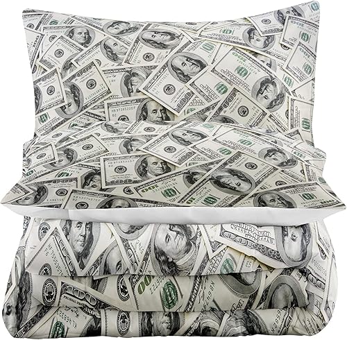 Miniatura 3 de Tailor Shop Juego de edredón de dinero de dólar para niños y niños, de microfibra ultra suave, juego de ropa de cama de 100 dólares en efectivo,