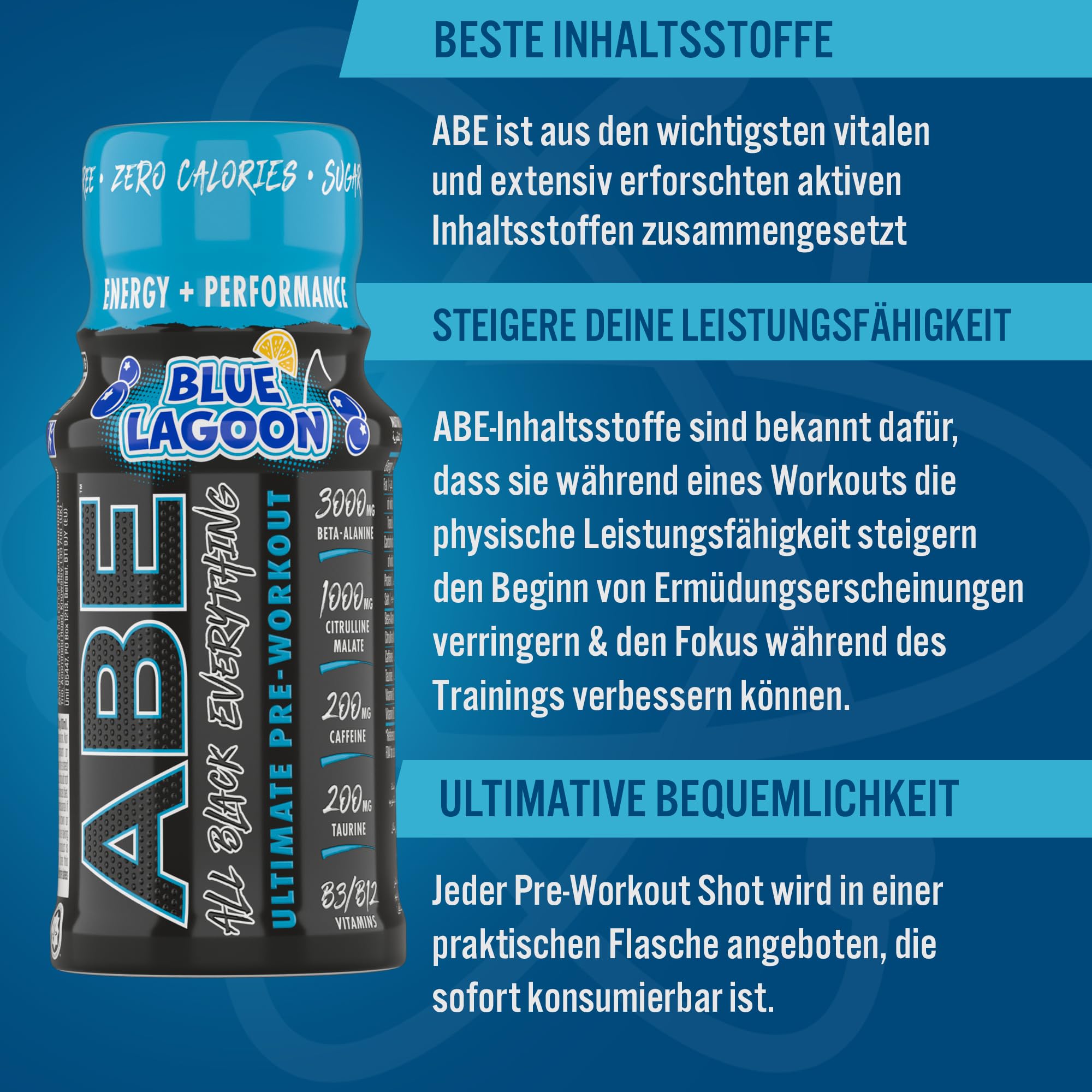 Applied Nutrition Abe Pre Workout Shot - All Black Everything Booster Pre Workout Energie Shots, Physische Leistung durch Citrullin, Beta Alanin, Koffein (12 Shot (Multipack), Energy Flavour)
