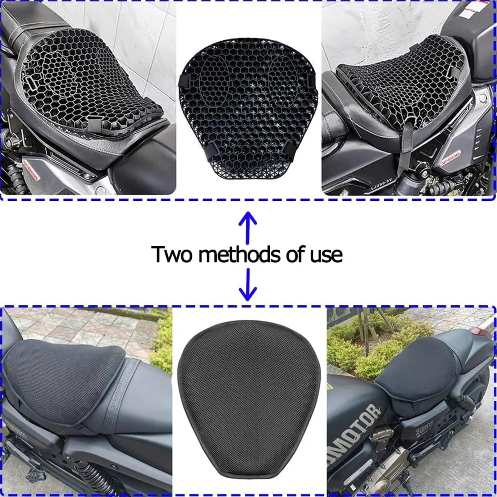 Sitzkissen Motorrad Sitzkissen Stoßdämpfung Dekompression Gel Waben 3D Komfortable Universal(Set 1 Cushion)