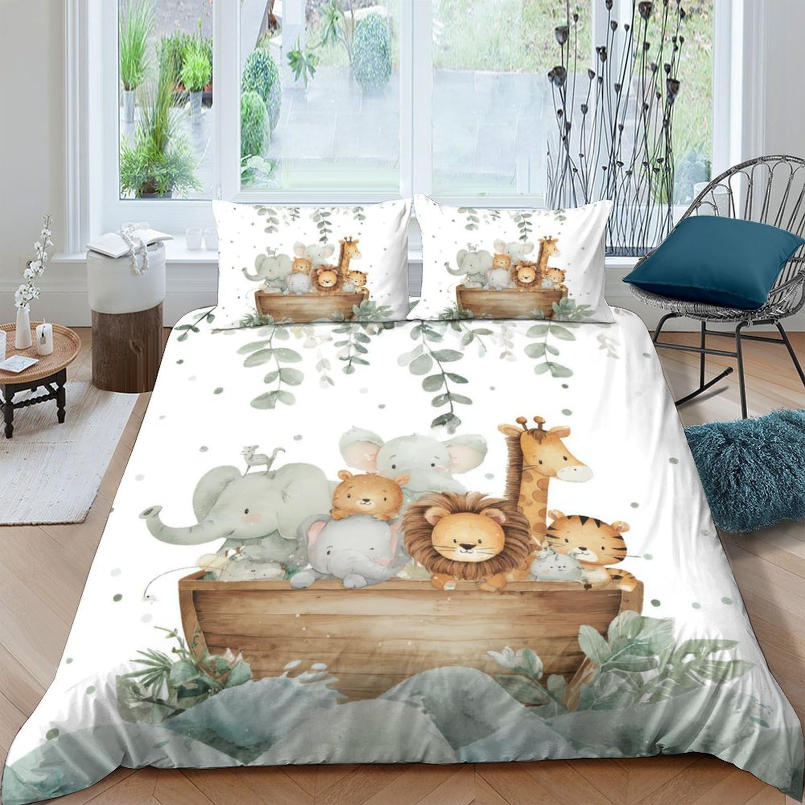 Ctjqhvkz Style-8 3D Printed Animal Safari Fitted Sheet Microfiber Soft Breathable Jungle Friends Bed Cover For Bedroom Dorm Decor Single（135X200cm）