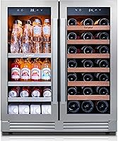 Vista 8 de Ca'Lefort Refrigerador de vino y bebidas de 24 pulgadas, refrigerador de vino de 60 latas y 20 botellas, 36-72 °F, enfriador de vino de doble zona