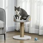 PawHut Small Cat Tree with Scratching Post, Perch, Toy Ball, Cat Tower for Indoor Cats - 16" x 16" x 19", Grey
