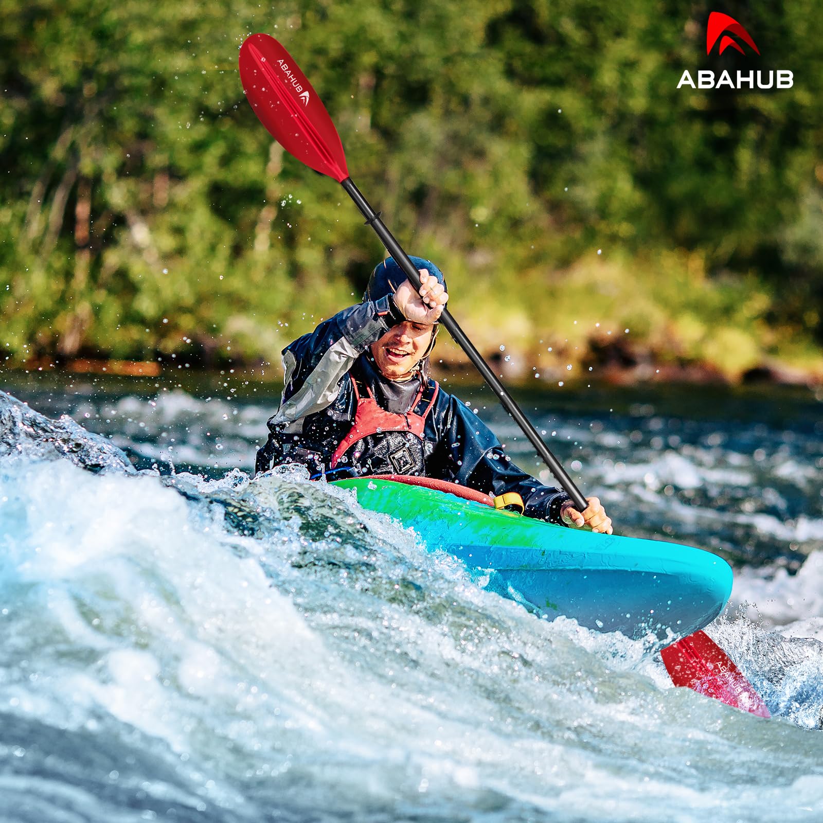 Abahub 218/230/241 cm wiosło kajak podwójny aluminiowy wiosło z paddleline | 3 rozmiary: 218, 230, 241 cm. Alu trzonek, plastikowe ostrza, w zestawie paddleline. Do kajaków, kajaków, łodzi. 7 kolorów.