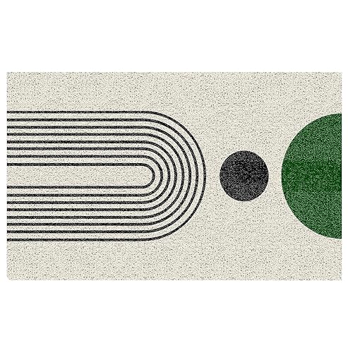 Black and White Beige Abstract Door Mat, Minimalist Boho Doormat