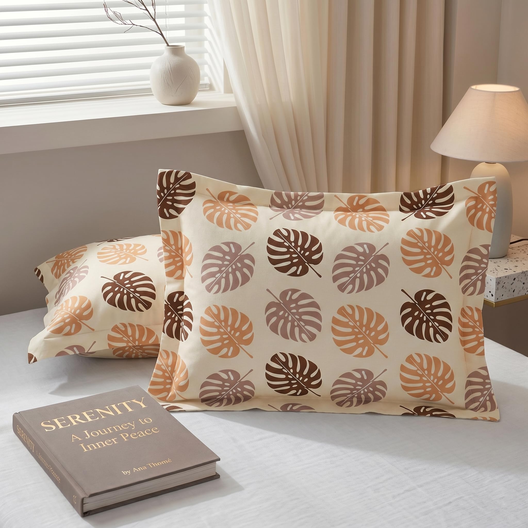 HOMEKART Cotton Pillow Cover Set of 2 (17x27 Inches) | Ultra Soft Breathable Pillow Cases for Bed | Skin Friendly, Fade Resistant & Comfortable Pillow Covers for Bedroom Decor (Tropical Beige)-image-47