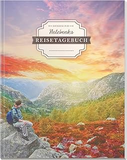 DÉKOKIND Reisetagebuch: DIN A4, 100+ Seiten, Register, Vintage Softcover | Auch als Abschiedsgeschenk | Motiv: Auslandsreise