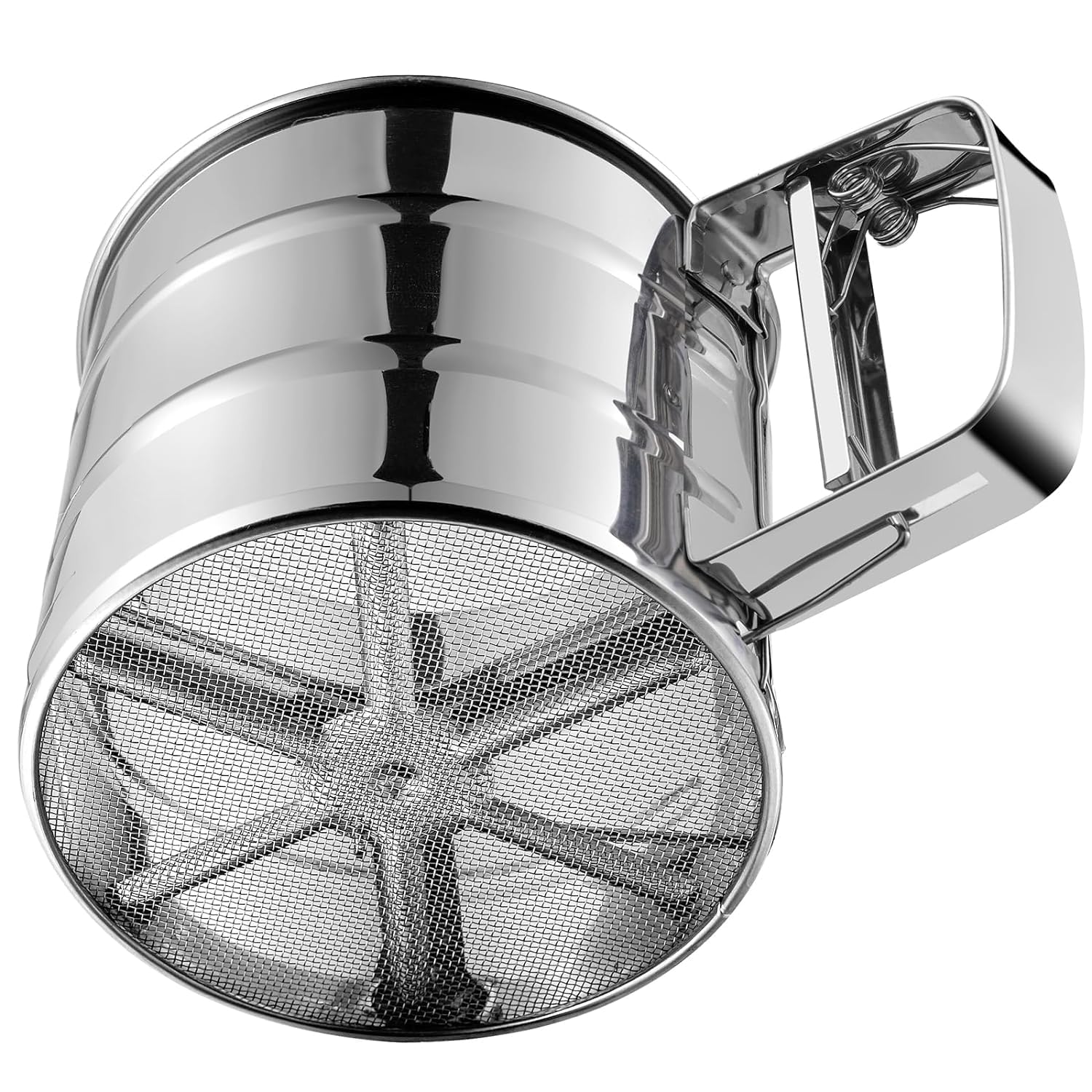 Stainless Steel Flour Sifter for Baking Double Layer Fine Mesh Baking Sifter One Hand Press Crank for Powdered Sugar Shaker Duster Flour Sieve for Baking Cakes Pack of 1-image-18