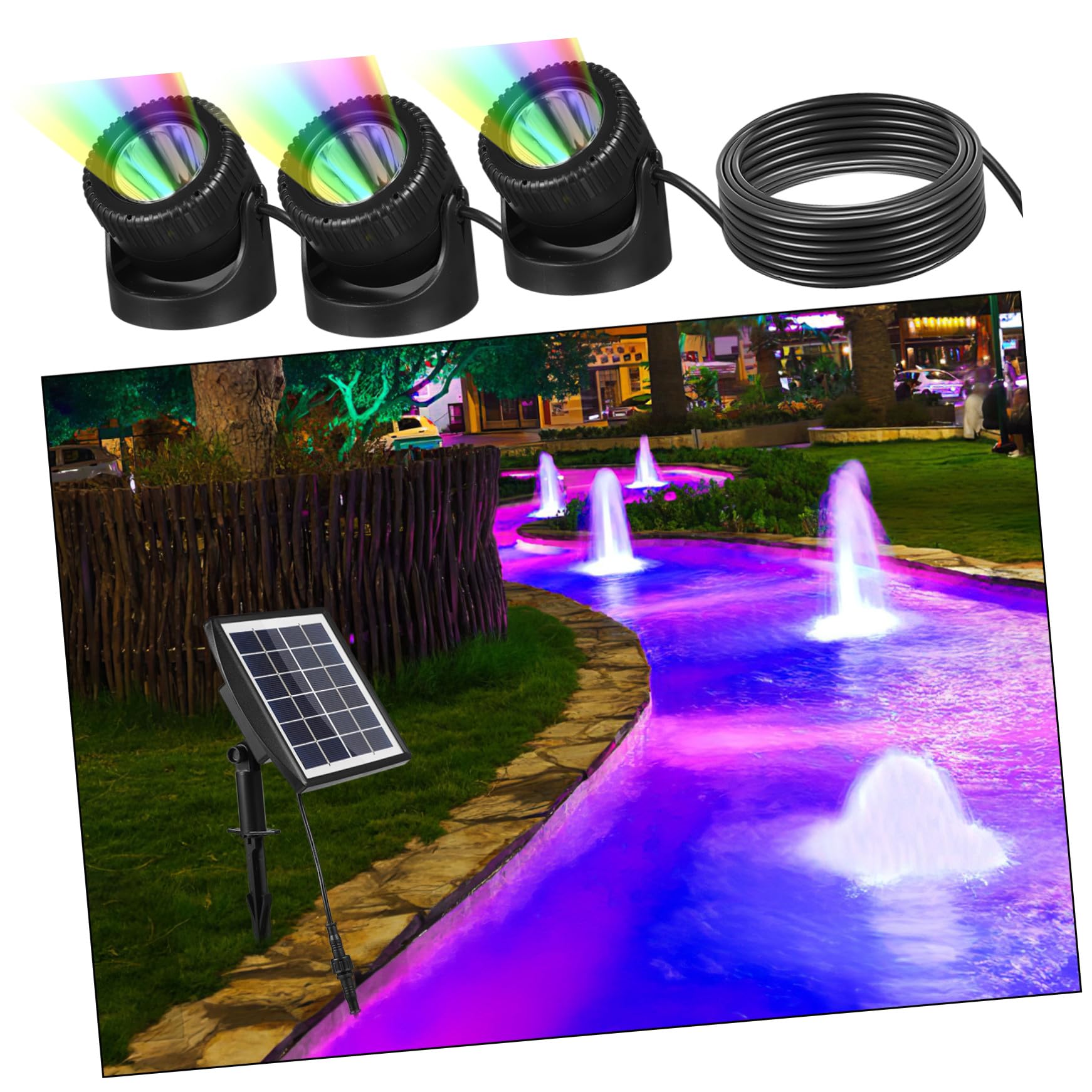 Solarbetriebene Unterwasser LED Leuchten mit 3 Farbigen Leds für Teiche