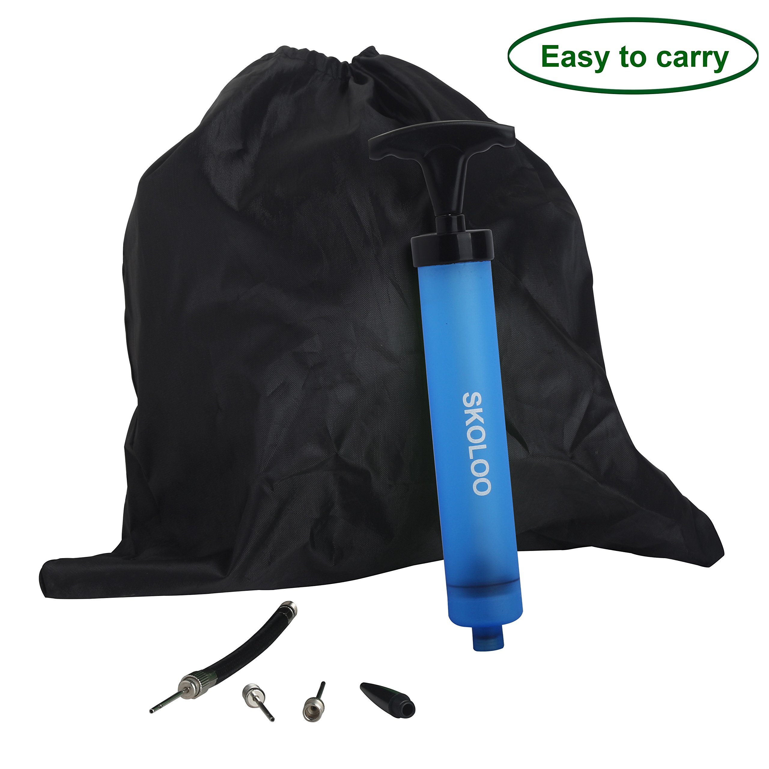 Kit de inflador de bomba de aire portátil de 10 pulgadas con aguja, boquilla, manguera de extensión para fútbol, baloncesto, fútbol, voleibol, waterpolo, rugby, ejercicio, pelota deportiva, 8