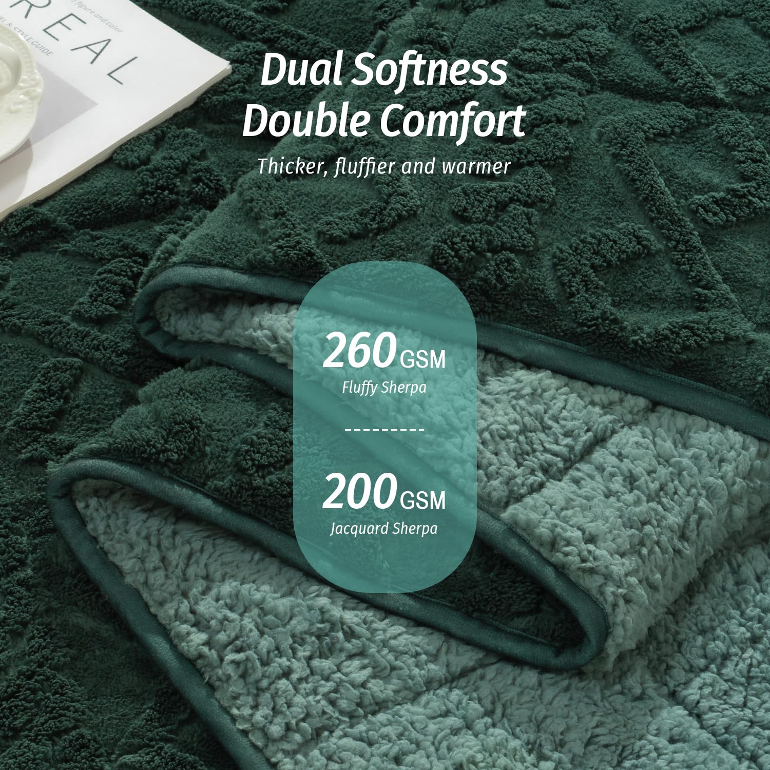 Wemore Gewichtsdecke für Erwachsene, Doppelbettgröße, 9 kg, doppelseitig, weich, flauschig, Jacquard, Sherpa, gewichtete Decken zum Schlafen, gemütliche, flauschige, gestrickte schwere Decke für Couch