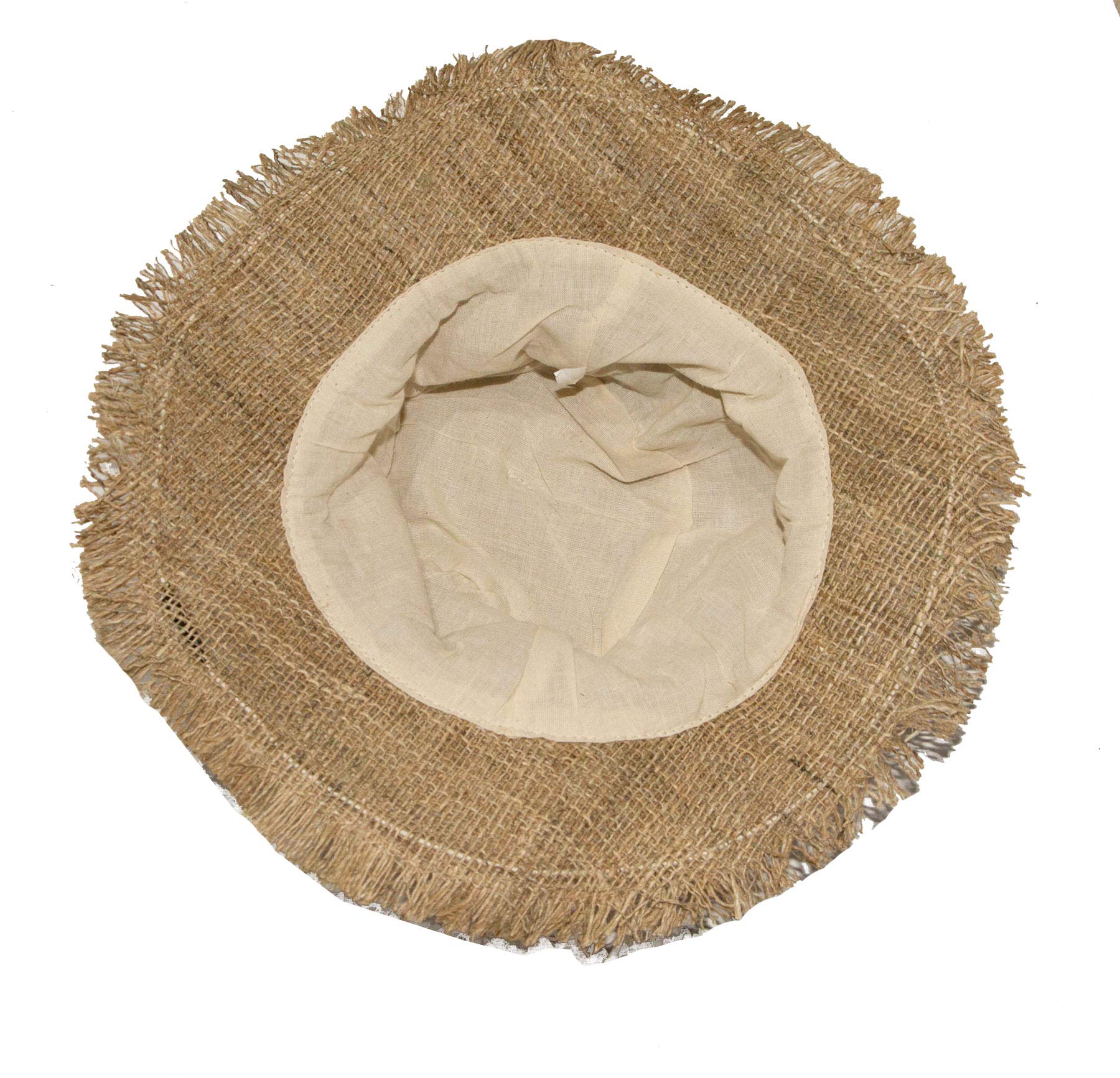 Hemp Sun Hat Wired Wide Brim Farmers hat with Frayed Edges, Raw Hemp Natural Straw Summer Hippie hat