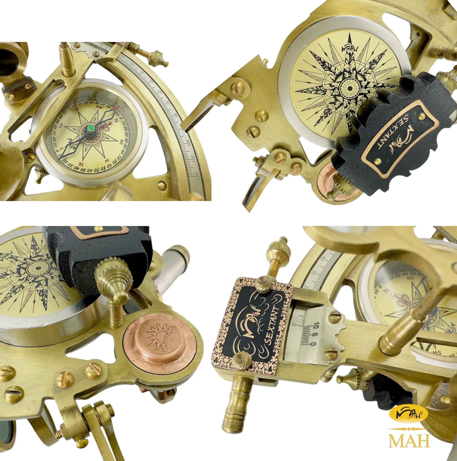 Brass Ship History Sextant Handmade Gift for Father's Day, Birthday, Anniversary, Baptism, Partner, Best Men, Graduation, Christmas, Vintage Style Hardwood Box Home Décor Add Your Treasure Gift - Image 4