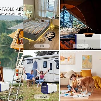 Portable Air Conditioner, 1500W 5200 BTU, Fast Cooling, Inverter Technology, Remote Control, Low Noise for Home, Outdoor, Car, RV, Tent