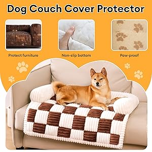 FUNNY FUZZY Pet Couch Covers for Sofa, Dog Couch Bed for Furniture Protector, Pet Bed Mat, Couch Cover for Dogs Washable with Non Slip, Medium, Brown