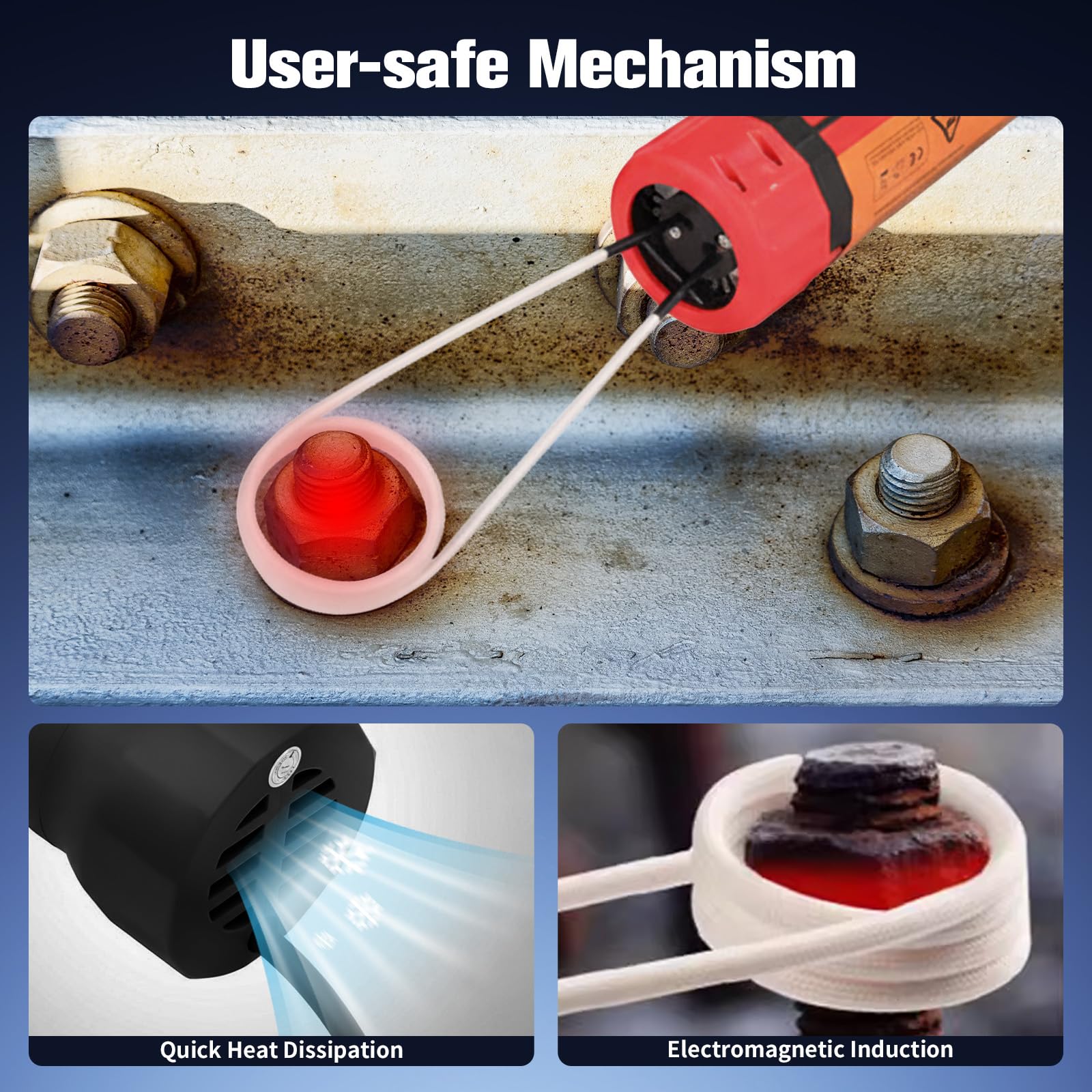 1100W Magnetischer Induktionsheizgerät - Flammenfreies Induktionsheizgerät, 8 Heizspulen(30/40/50mm*2, 750mm*2), für Präzisionsteile wie Muttern, Schrauben, Zahnräder, Riemenscheiben, Lager Usw