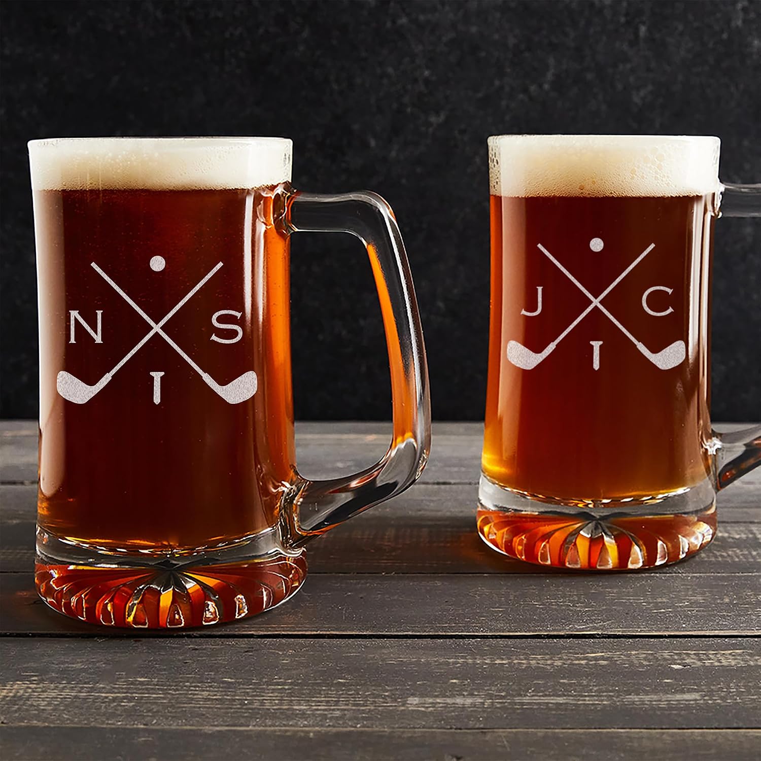 Lifetime Creations Personalized Golf Beer Mug 25 oz – Custom Engraved Golf Stein with Initials, Golf Gifts for Dad, Fathers Day, Birthday, Mens Gift Ideas, Made in USA