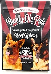 Buddy Ole Pals Single Ingredient Freeze Dried Beef Spleen Dog Treats, Human Grade & Hormone Free, 3oz