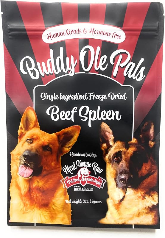 Buddy Ole Pals Single Ingredient Freeze Dried Beef Spleen Dog Treats, Human Grade & Hormone Free, 3oz