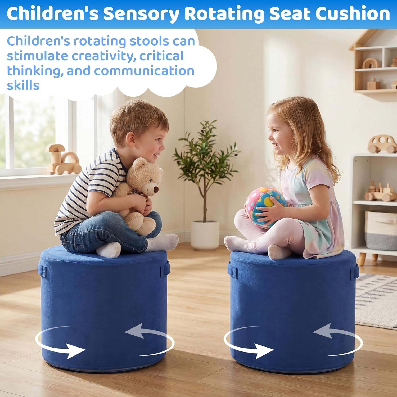 BALAPET Flexible Seating Classroom Wiggle Stool for Kids,360° Children's Swivel Stool, High-Density Foam Sensory Seat Cushion, Flexible Seating for Classroom Elementary, Non-Slip Base