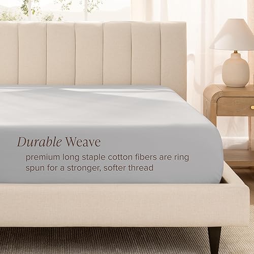 Miniatura 76 de Bare Home 100% Organic Cotton Sateen Fitted Sheet - Smooth Sateen Weave - Breathable & Cooling - Hotel Luxury - Durable Fitted Sheet - Deep Pocket