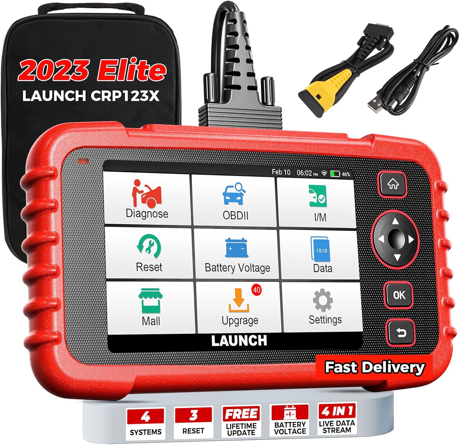LAUNCH OBD2 Scanner CRP123X Elite Car Scanner,2023 Lifetime