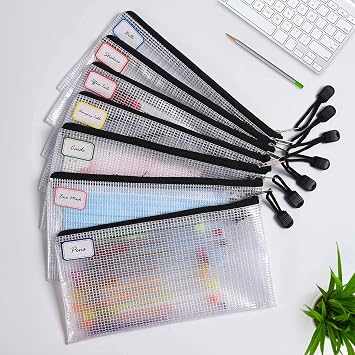 A3/A6 SizePlastic Mesh Zip File Bags, Waterproof Tear-Resistant Document File Folders,Zipper Documents Pouch Document Organizer Bags for School Office Home Travel Storage