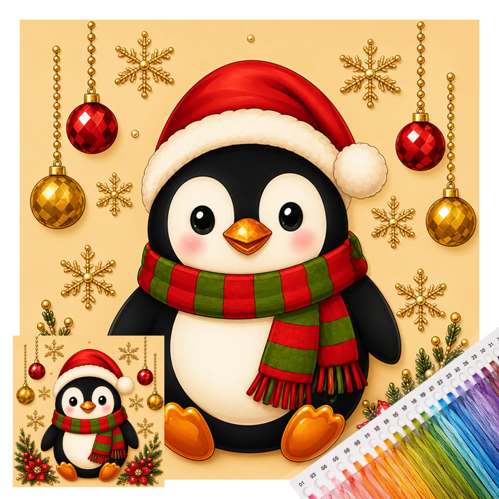 Christmas Needlework Kit 14CT Stamped Cross Stitch 30x30cm