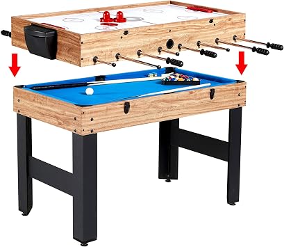 Table Game 3-In-1 Multi Combo Game Table Foosball Soccer Billiards Pool