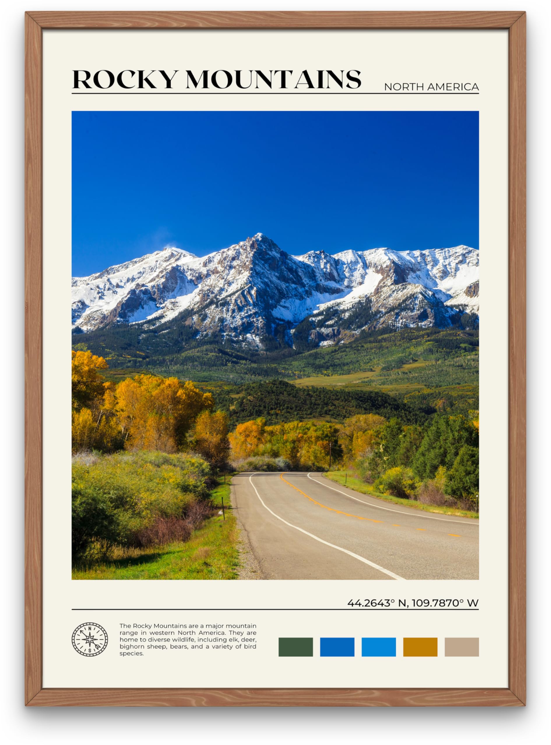 StudioUBILA Rocky Mountains Wall Art Poster, Decorative Cityscape Landscape Art Prints, Home Decor Wall Art Print for Bedroom Living Room Kitchen