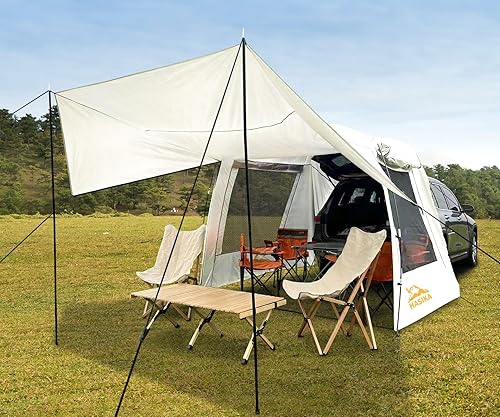 Miniatura 6 de Tienda de campaña para acampar para 4 a 6 personas, universal, SUV, camioneta, portón trasero, impermeable, UPF 50 + incluye tienda de campaña con