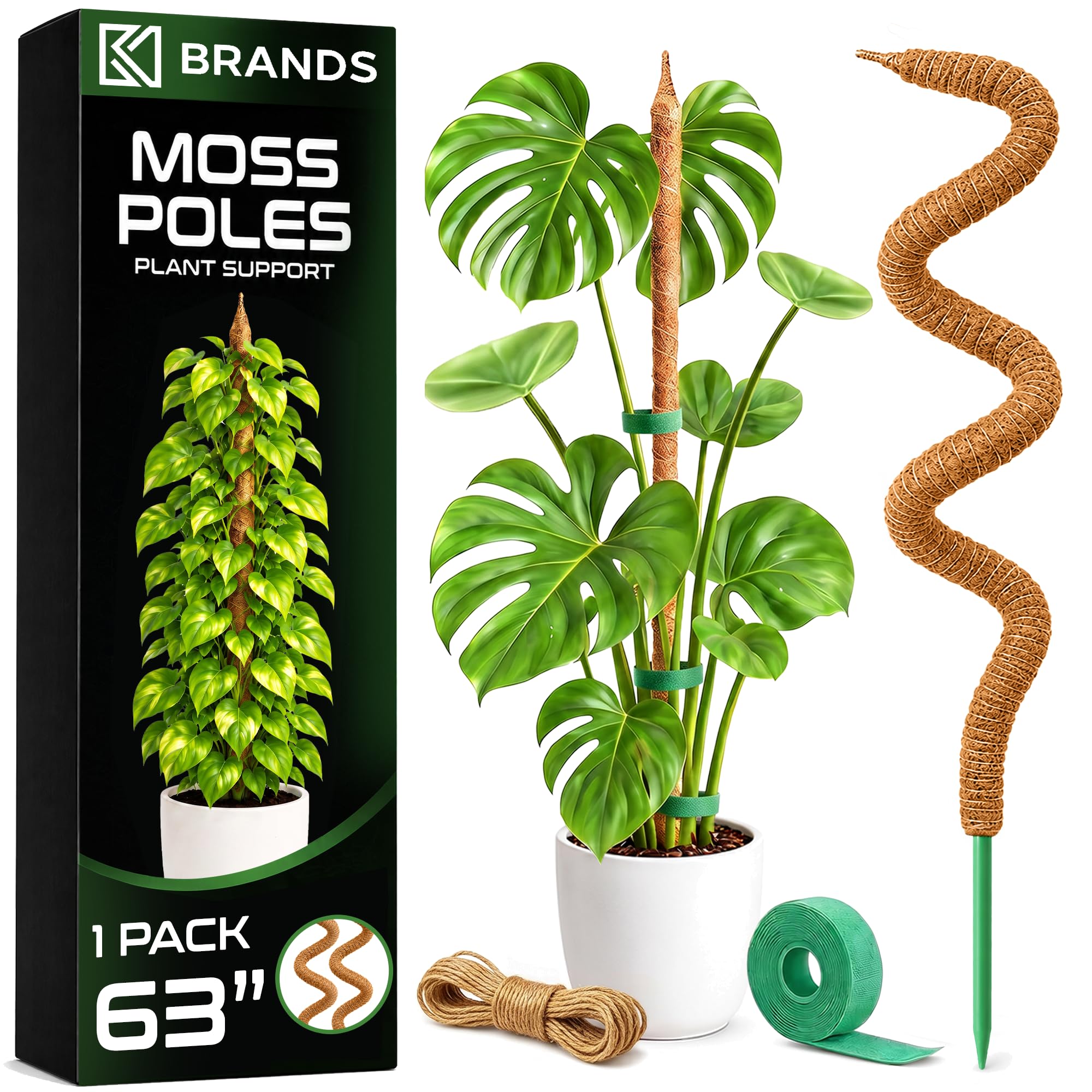 K-Brands Moosstange – 160 cm biegbare Monstera-Pflanzenstütze – Moosstangen für Kletterpflanzen Monstera – Pflanzenstab-Unterstützung – Pflanzstäbe-Set für Zimmerpflanzen