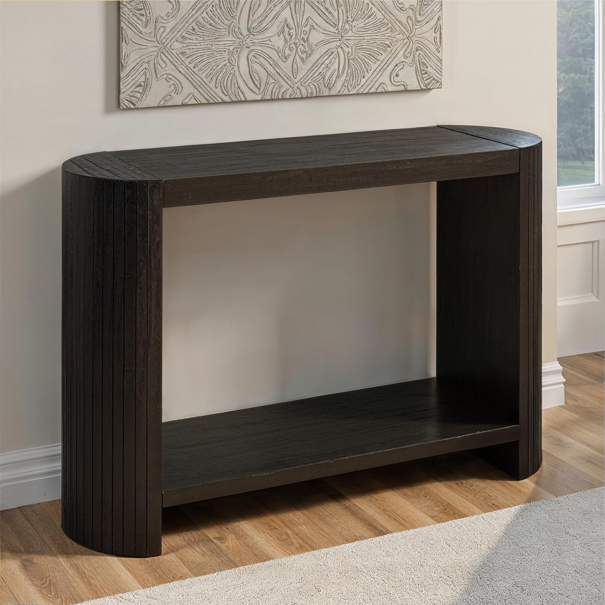 Creative Co-Op Modern Black Rounded-Edge Console Table