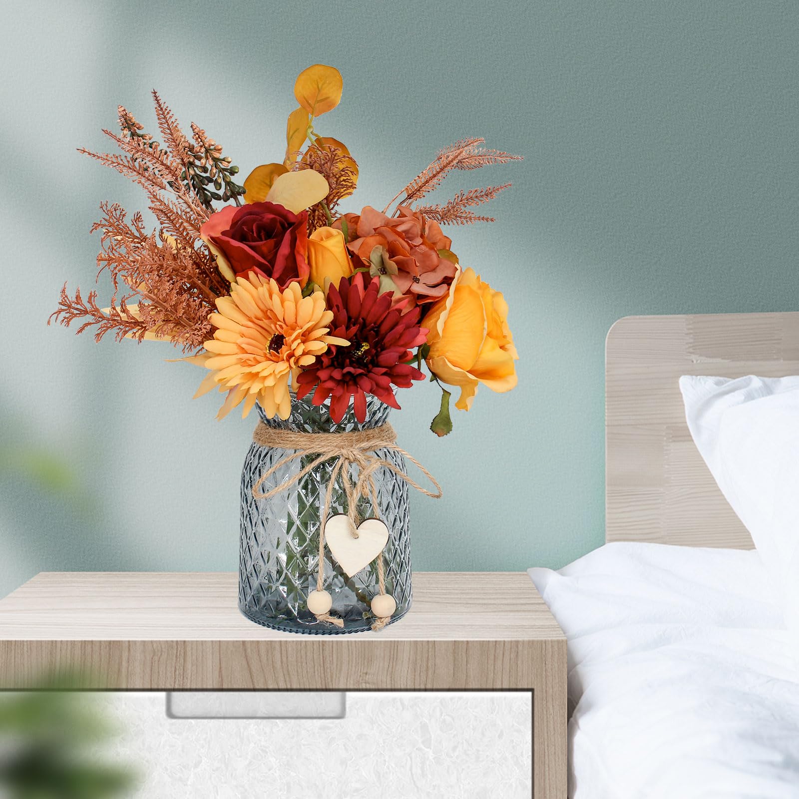 Leftover Faux Flowers in Vase,Artificial Flowers in Vase,Table Centerpieces for Dining Room,Flower Centerpieces for Tables,Fake Flowers with Vase,Kitchen Table Decor,Coffee Table