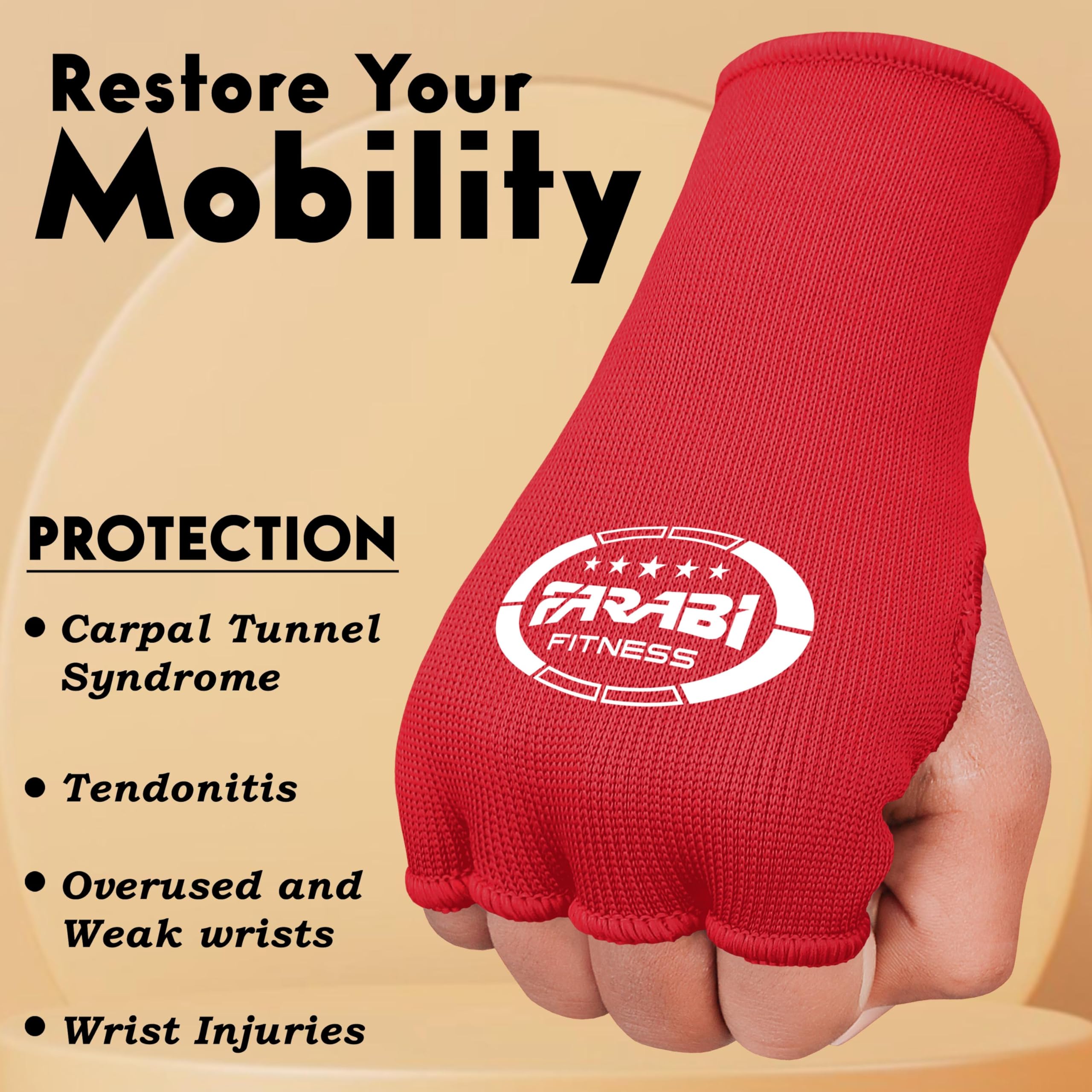 Farabi Sports Boxing Hand Wraps Half Finger Elasticated Inner Gloves for Punching Boxing Bandages Ideal for MMA Muay Thai - Image 4