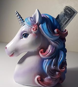 Fantasy Gifts, Ornament, Unicorn Bank, Home Decor, Multicolor, 6 x 5 x 4 inches