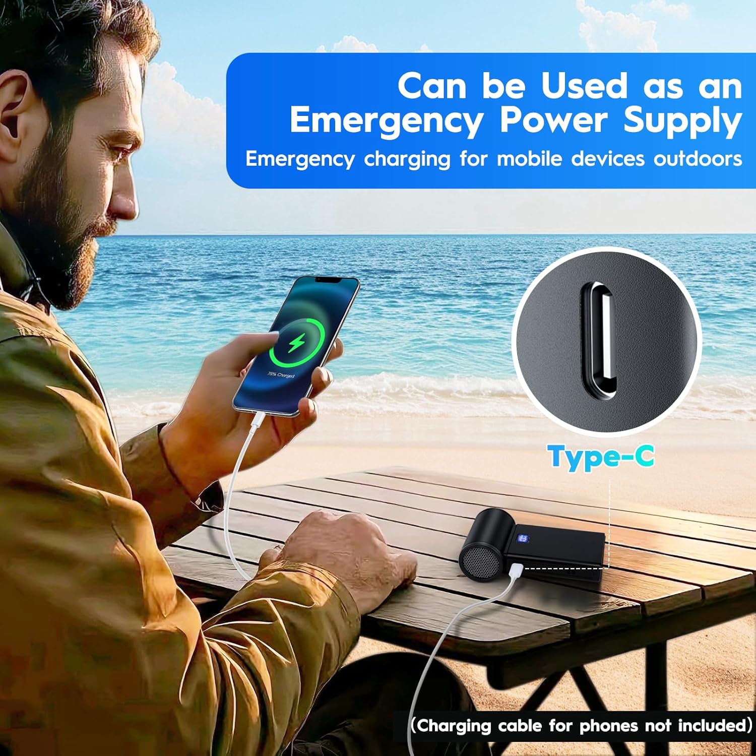 Portable Handheld Fan, 19000 RPM 100 Speeds Adjustable Mini Personal Fan, USB or Solar Rechargeable, Can as Emergency Power, Digital Display, Gifts for Women Men Travel/Camping/Outdoor Adventure - Image 2